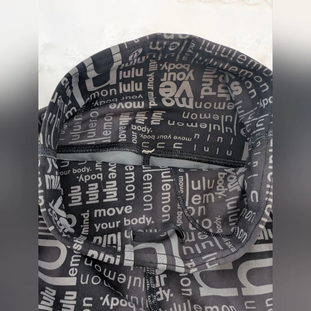 Lululemon Athletica Black and Gray Logo Leggings - Picture 4 of 7